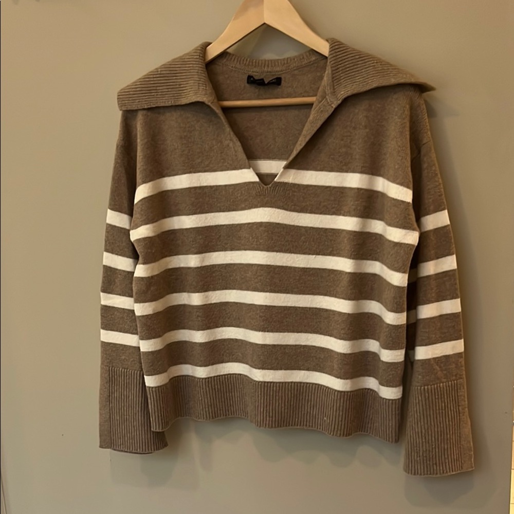 Banana Republic Factory Brown and White Striped Sweater